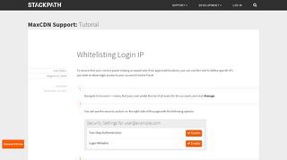 
                            4. Whitelisting Login IP | MaxCDN One