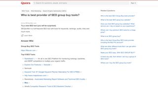 
                            9. Who is best provider of SEO group buy tools? - Quora