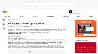 
                            2. Who is the founder of givers forum? ▷ Legit.ng