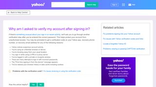 
                            2. Why am I asked to verify my account after ... - help.yahoo.com