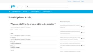 
                            8. Why are staffing hours not able to be created? - JDA Support Portal