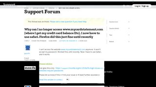 
                            9. Why can I no longer access www.mycardstatement ... - Mozilla Support