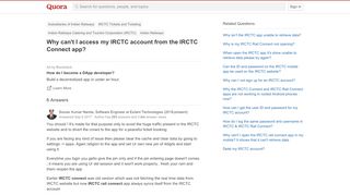 
                            10. Why can't I access my IRCTC account from the IRCTC Connect ...