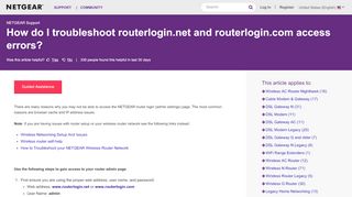 
                            2. Why can't I access routerlogin.com or routerlogin.net? - Netgear