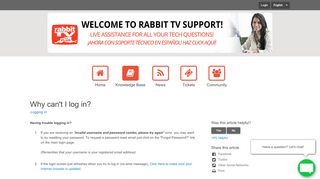 
                            10. Why can't I log in? - Rabbit TV - Rabbit TV Support - RabbitTVGo.com