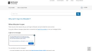 
                            6. Why can't I log in to Allocate+? - connect.monash.edu