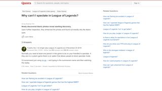 
                            9. Why can’t I spectate in League of Legends? - Quora