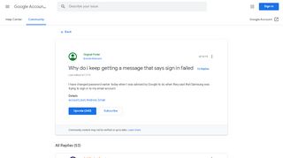 
                            2. Why do i keep getting a message that says sign in failed - Google ...