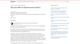 
                            1. Why does AWS use OpenID instead of OAuth? - Quora