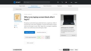 
                            2. Why is my laptop screen black after I log in? - ACER Aspire E1-572 ...