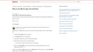 
                            1. Why is my MyJio app not working? - Quora