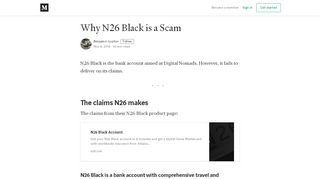 
                            9. Why N26 Black is a Scam - Benjamin Lupton - Medium