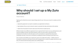 
                            2. Why should I set up a My Zuto account?