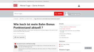 
                            8. Wie hoch ist mein Bahn Bonus Punktestand aktuell ? - Gelöst