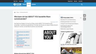 
                            8. Wie kann ich bei ABOUT YOU bestellte Ware zurücksenden?