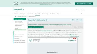 
                            2. Wiederherstellen eines vergessenen Kennworts für Kaspersky ...