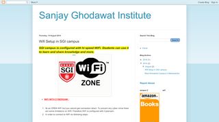 
                            5. Wifi Setup in SGI campus - Sanjay Ghodawat Institute