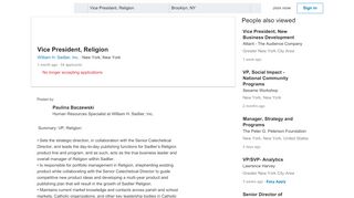 
                            9. William H. Sadlier, Inc. hiring Vice President, Religion in New ...