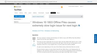 
                            2. Windows 10 1803 Offline Files causes extremely slow login issue ...