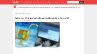 
                            2. Windows 10: Automatische Anmeldung ohne Passwort - CHIP