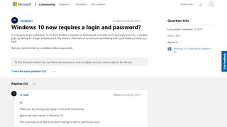 
                            1. Windows 10 now requires a login and password? - Microsoft ...