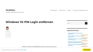 
                            3. Windows 10: PIN Login entfernen - TechMixx