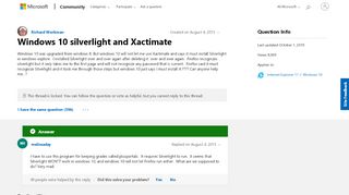 
                            8. Windows 10 silverlight and Xactimate - Microsoft Community