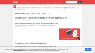 
                            6. Windows 10: Telnet Client aktivieren und deaktivieren - CHIP