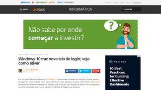 
                            5. Windows 10 traz nova tela de login; veja como ativar ...