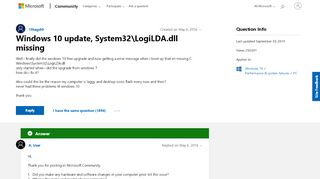 
                            3. Windows 10 update, System32\LogiLDA.dll missing ...