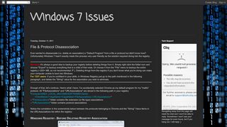 
                            6. Windows 7 Issues: File & Protocol Disassociation