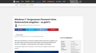 
                            1. Windows 7: Vergessenes Passwort ohne Datenverlust umgehen ...