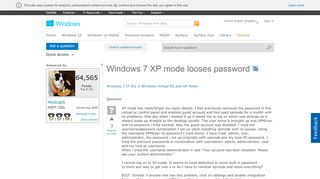 
                            2. Windows 7 XP mode looses password - Microsoft