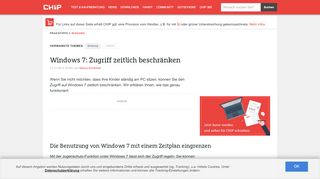 
                            1. Windows 7: Zugriff zeitlich beschränken - CHIP