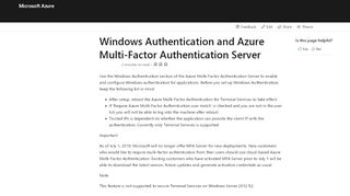 
                            4. Windows authentication and Azure MFA Server - Azure Active ...