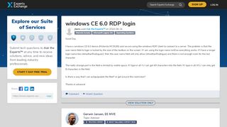 
                            2. windows CE 6.0 RDP login - Experts Exchange