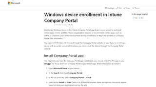 
                            4. Windows device enrollment in Intune Company Portal | Microsoft Docs