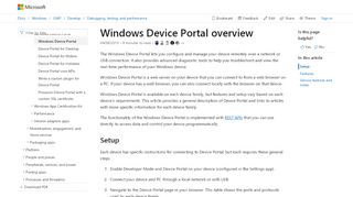 
                            1. Windows Device Portal overview - Windows UWP applications ...