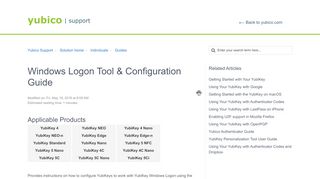 
                            1. Windows Logon Tool & Configuration Guide : Yubico Support