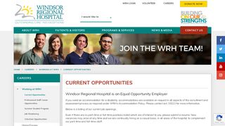 
                            9. Windsor Regional Hospital - Current Opportunities