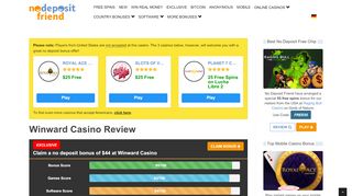 
                            4. Winward Casino | $44 No Deposit Bonus