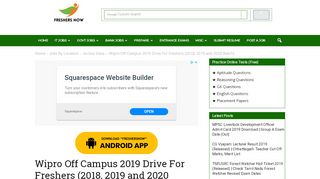 
                            6. Wipro Off Campus 2019 Drive Freshers 2018, 2019 …