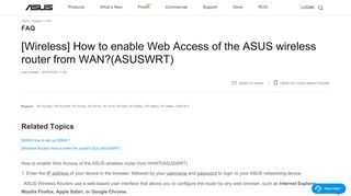 
                            2. [Wireless] How to enable Web Access of the ASUS wireless ...