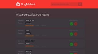 
                            6. wiscareers.wisc.edu passwords - BugMeNot