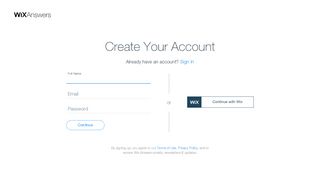 
                            5. Wix Answers Signup Page