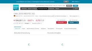 
                            5. WKN 531370 CARL ZEISS MEDITEC Aktie - Consorsbank