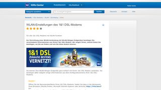 
                            2. WLAN-Einstellungen des 1&1 DSL-Modems - 1&1 Hilfe Center