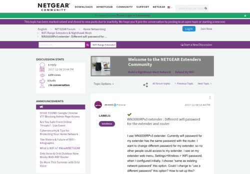 
                            4. WN3000RPv3 extender : Different wifi password ... - Netgear