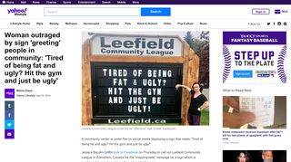 
                            3. Woman outraged by community sign: 'Tired of being fat and ...