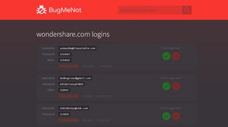 
                            10. wondershare.com passwords - BugMeNot